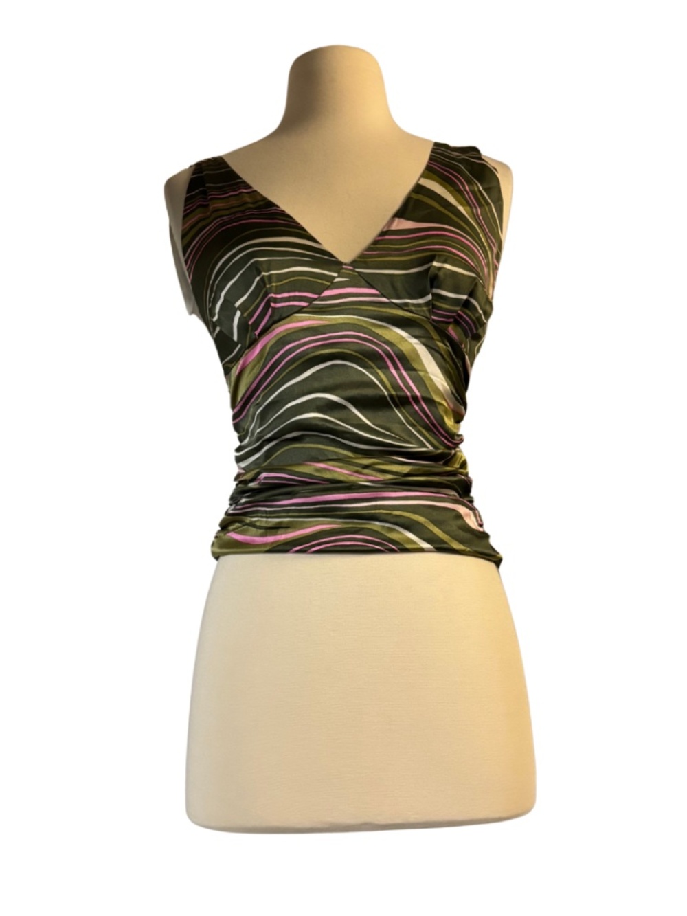 Vintage Y2K Green and pink silk tank top
